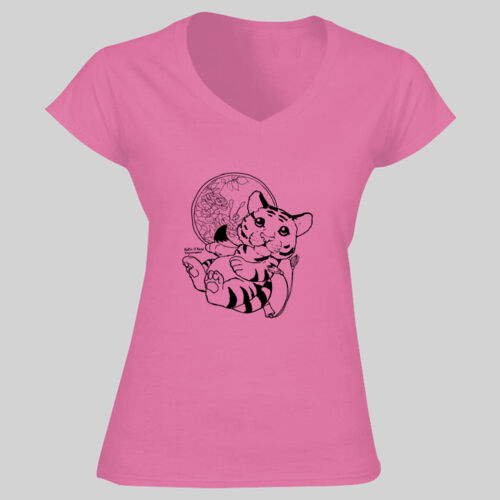 *Katie O'Kane* Original Tiger Design - Soft Style™ Women's V-Neck T-Shirt Thumbnail