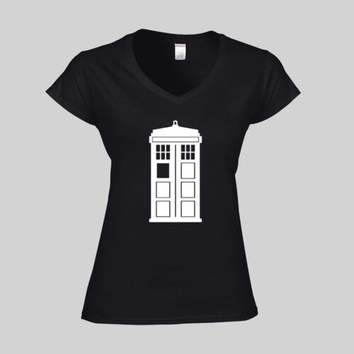 Tardis Silhouette  - Softstyle™ women's v-neck t-shirt Thumbnail
